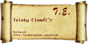 Teleky Elemér névjegykártya